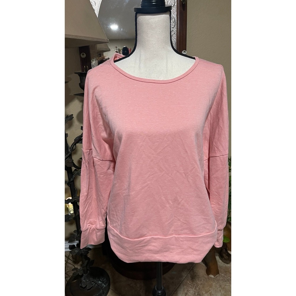 Women's Mauve Long Sleeve Activewear Top open back pullover size medium